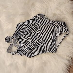 Baby Gap Navy & White Ruffle Front Swimsuit Size 18-24M